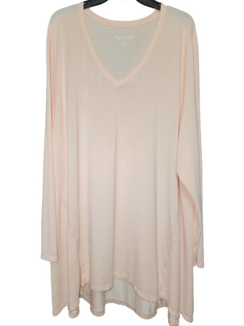 SOFT SURROUNDINGS Sublime V-Neck Tunic Pale Peach/Blush High-Low Sharkbite Sz 3X